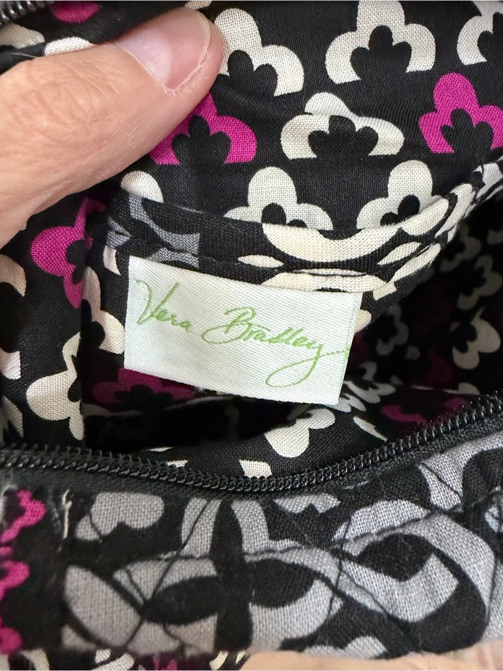 Vera Bradley Black, Gray & Magenta Quilted Crossbody Bag